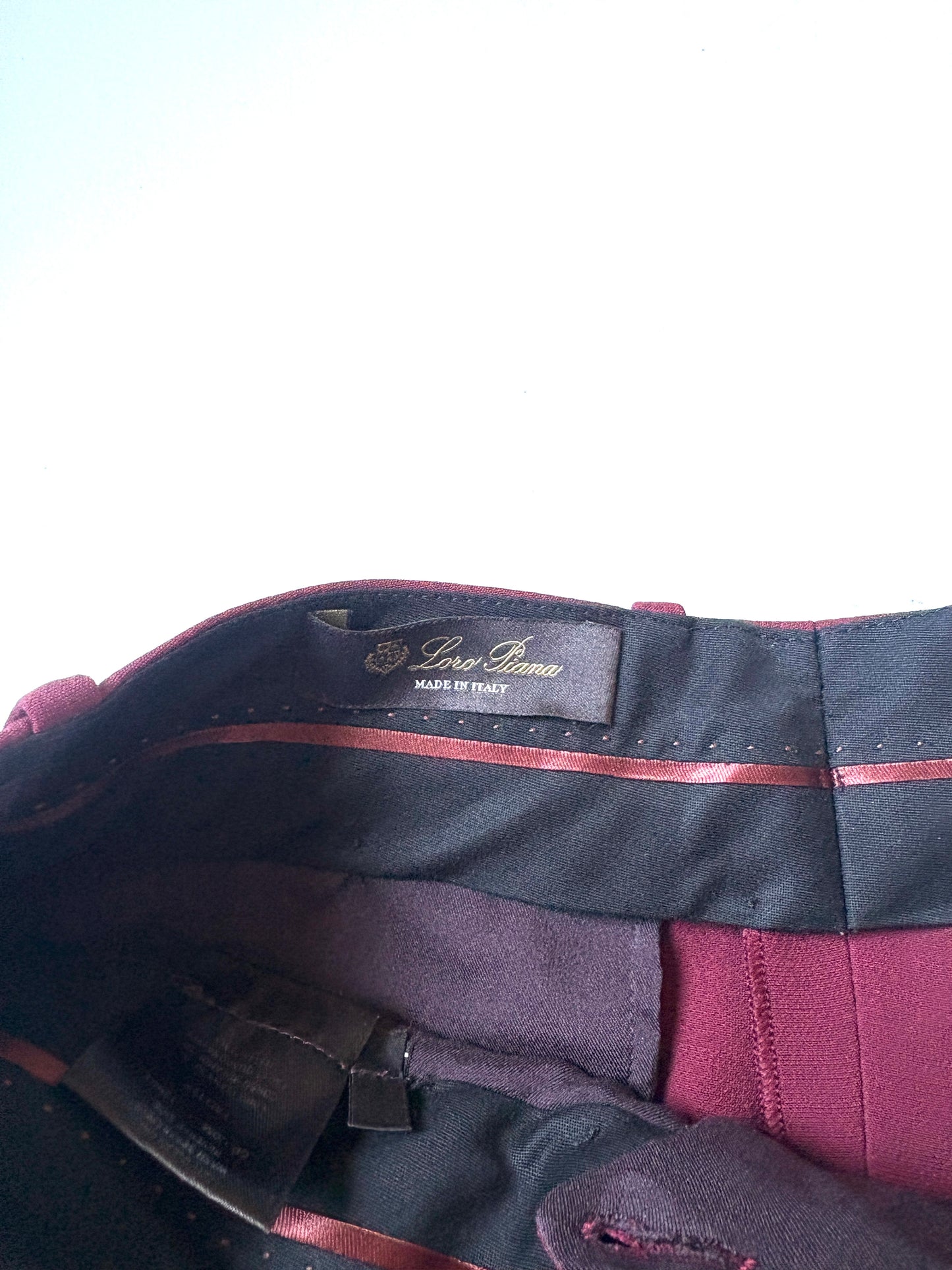 Loro Piana Burgundy Wool Trousers UK 10