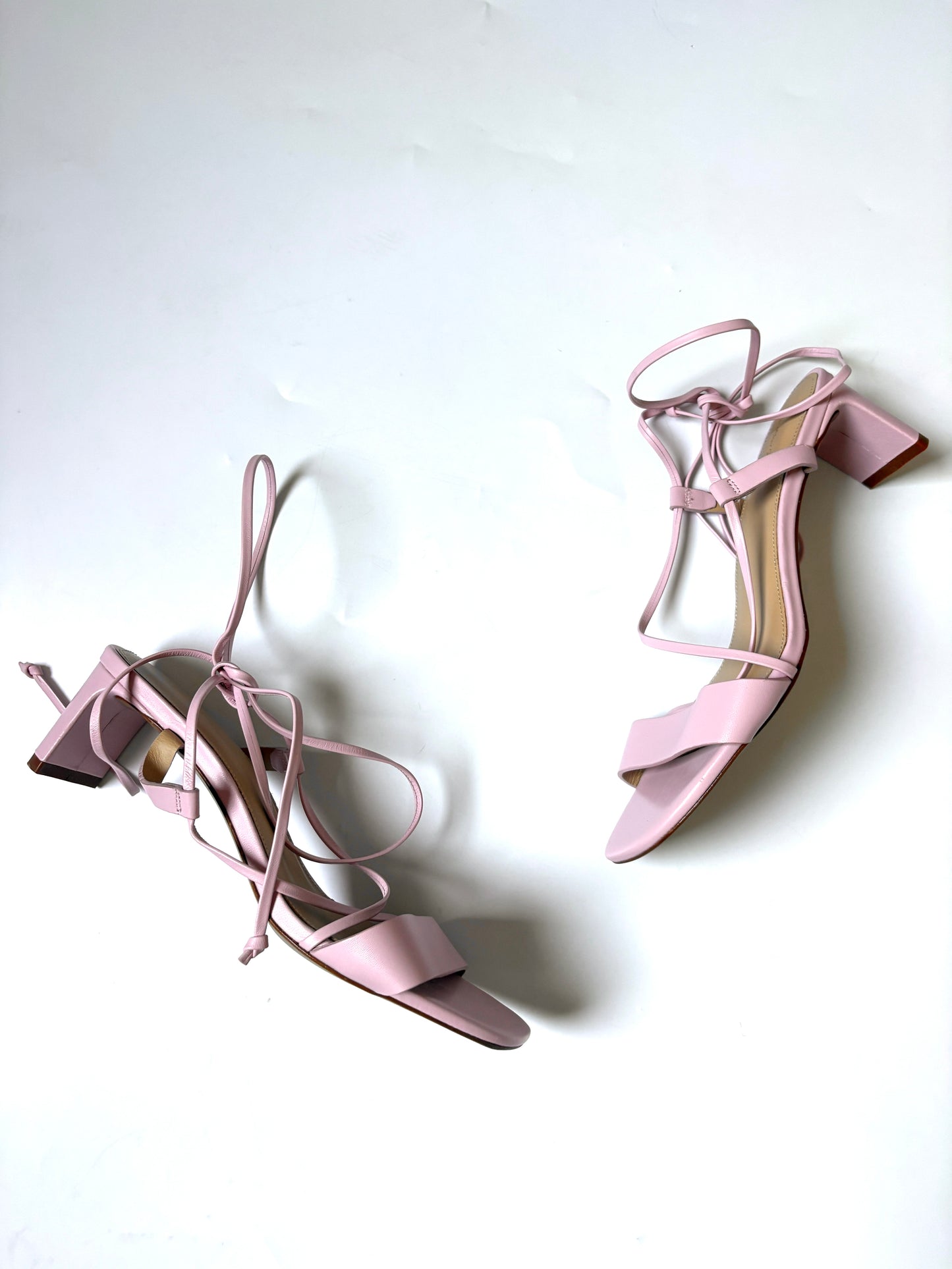 & Other Stories Pink Leather Lace Up Heels UK 4