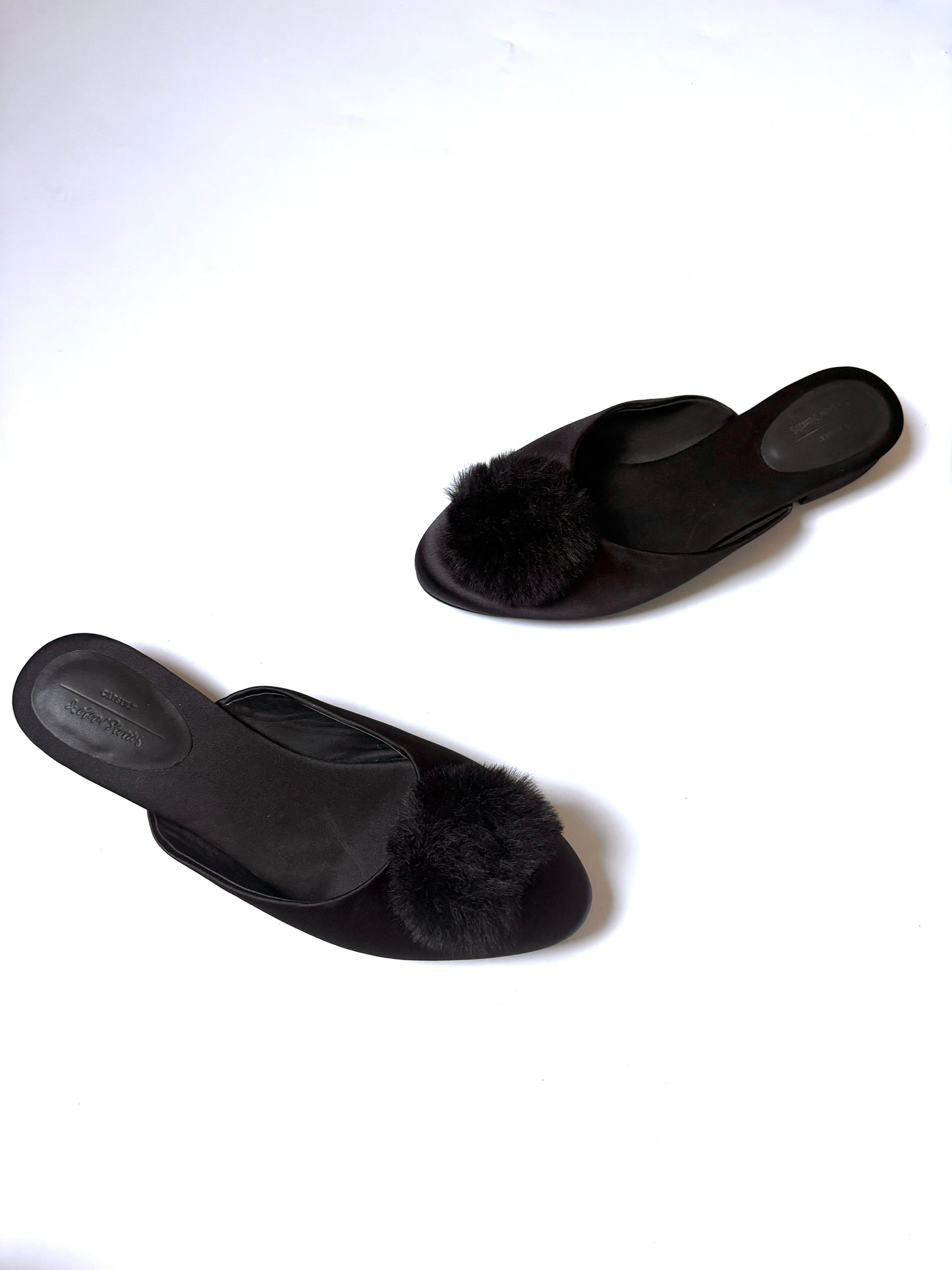 & Other Stories Black Fluffy Pom Pom Slippers UK 4