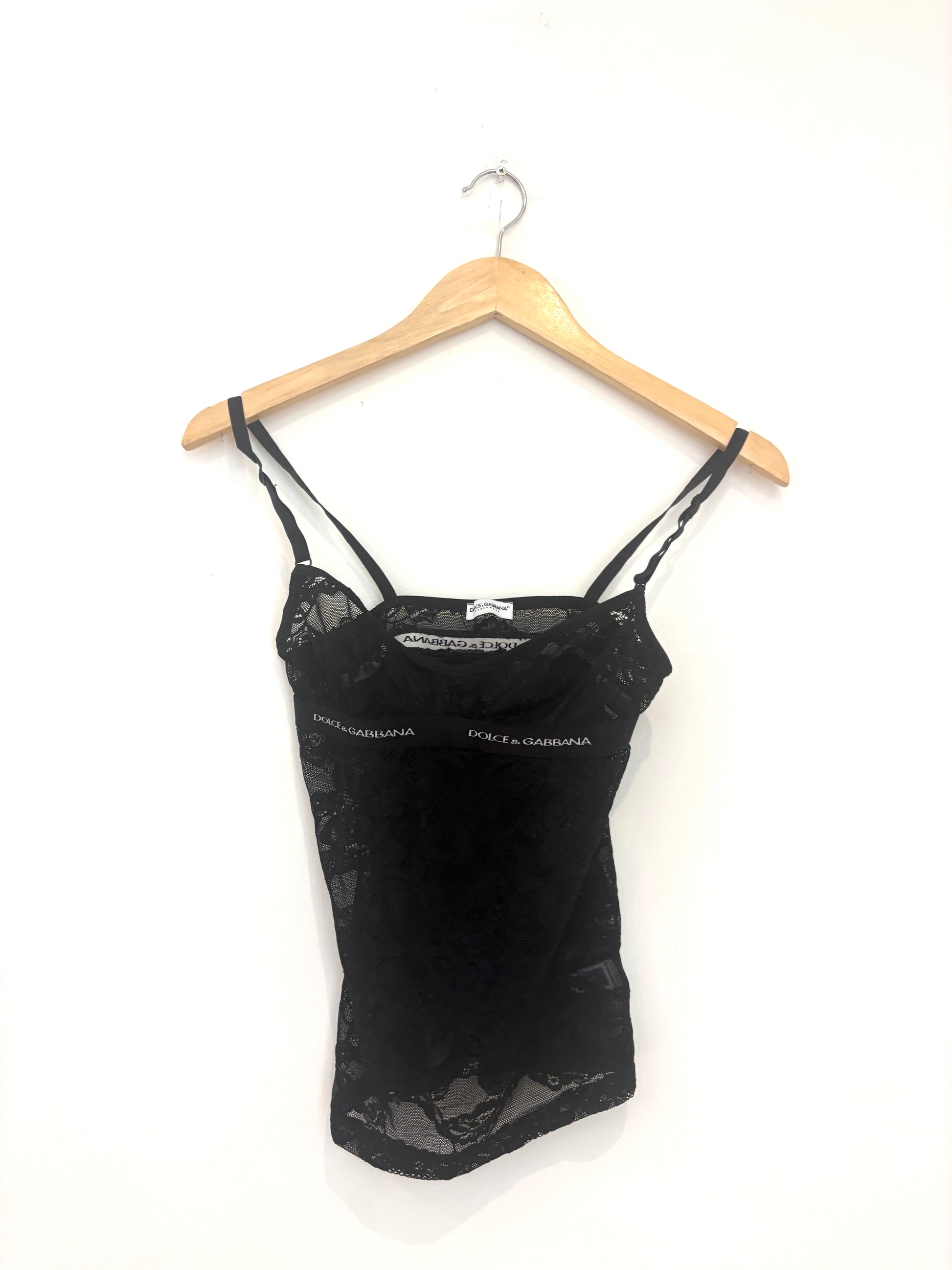 Vintage Dolce & Gabbana black sheer lace camisole