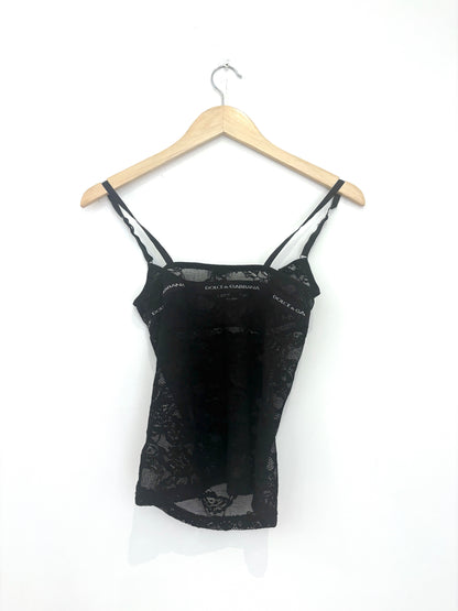 Vintage Dolce & Gabbana Black Sheer Lace Camisole S
