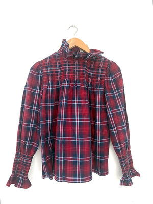 Maria De La Orden Smocked Check Blouse S