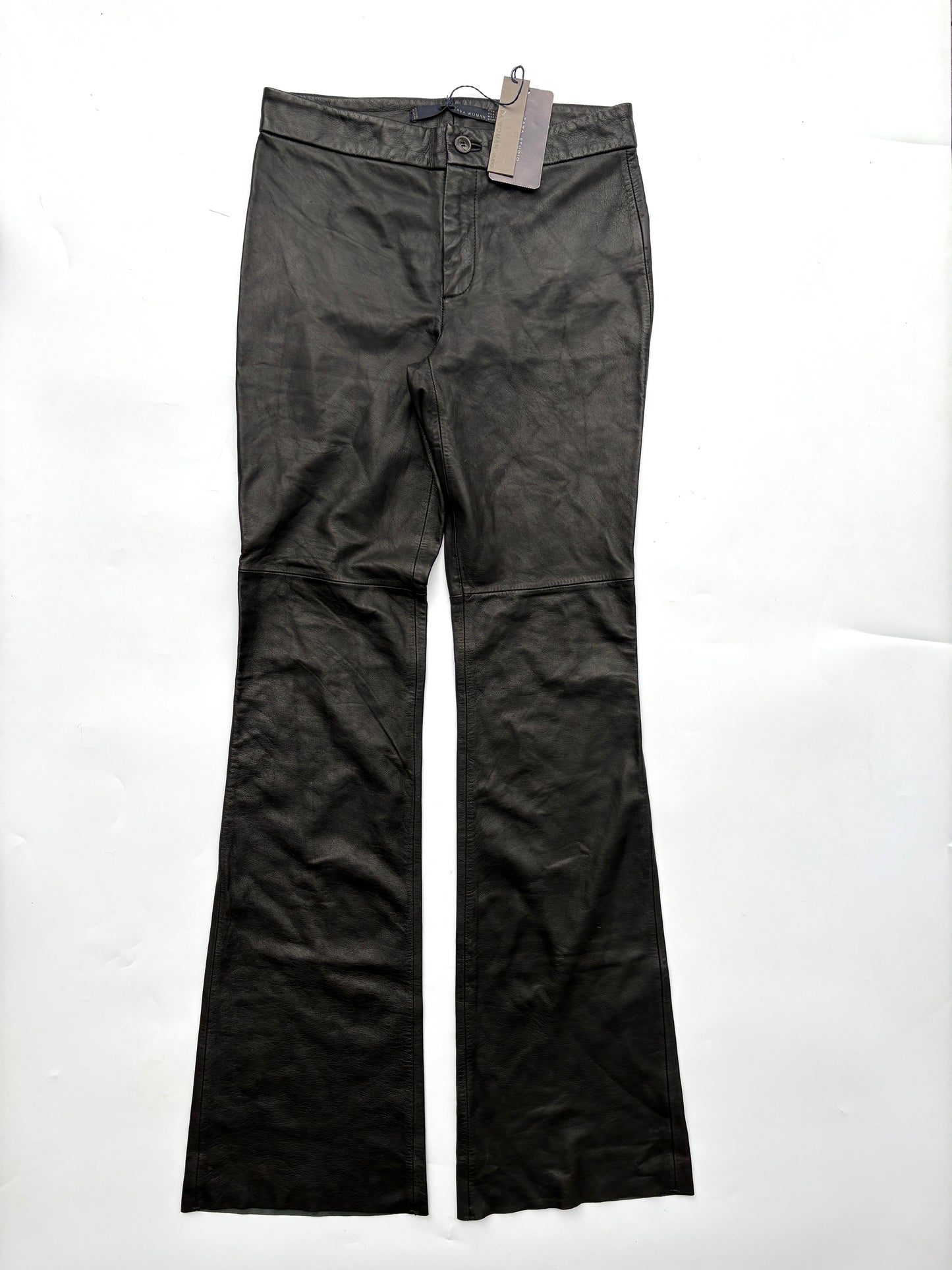 New with Tags Zara Leather Flared Trousers S