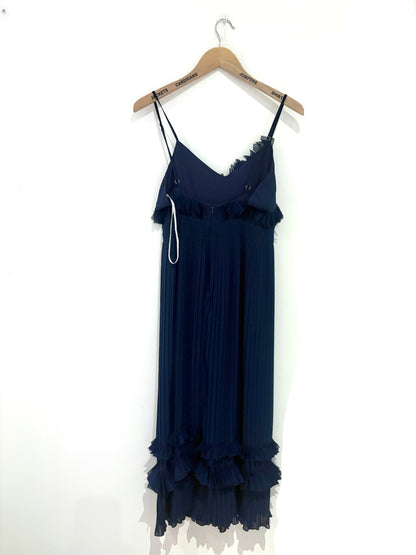 Foxiedox Navy Pleat Midi Dress UK 10