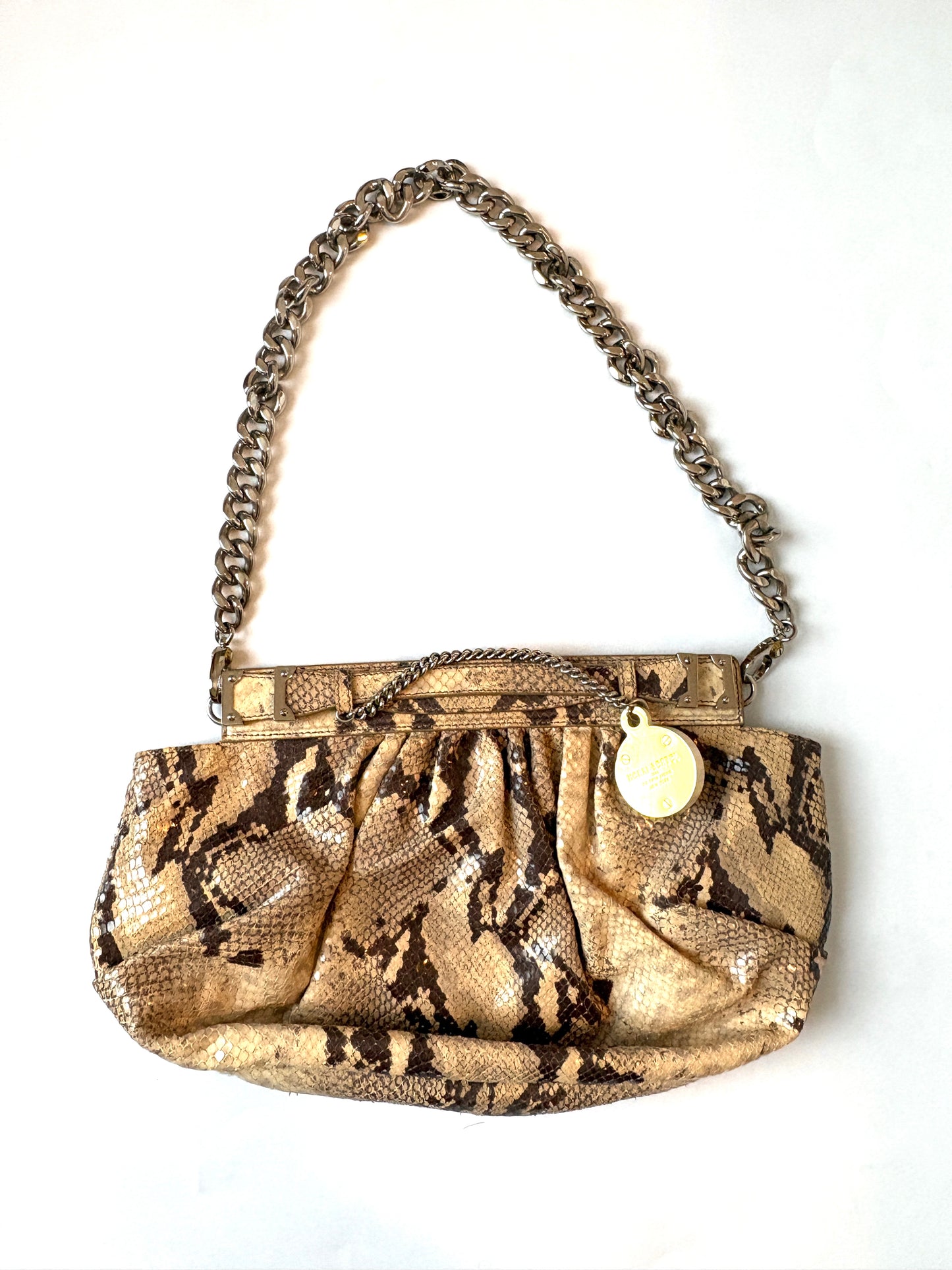Henri Bendel Snake Print Leather Shoulder Bag