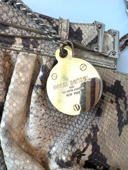 Henri Bendel Snake Print Leather Shoulder Bag