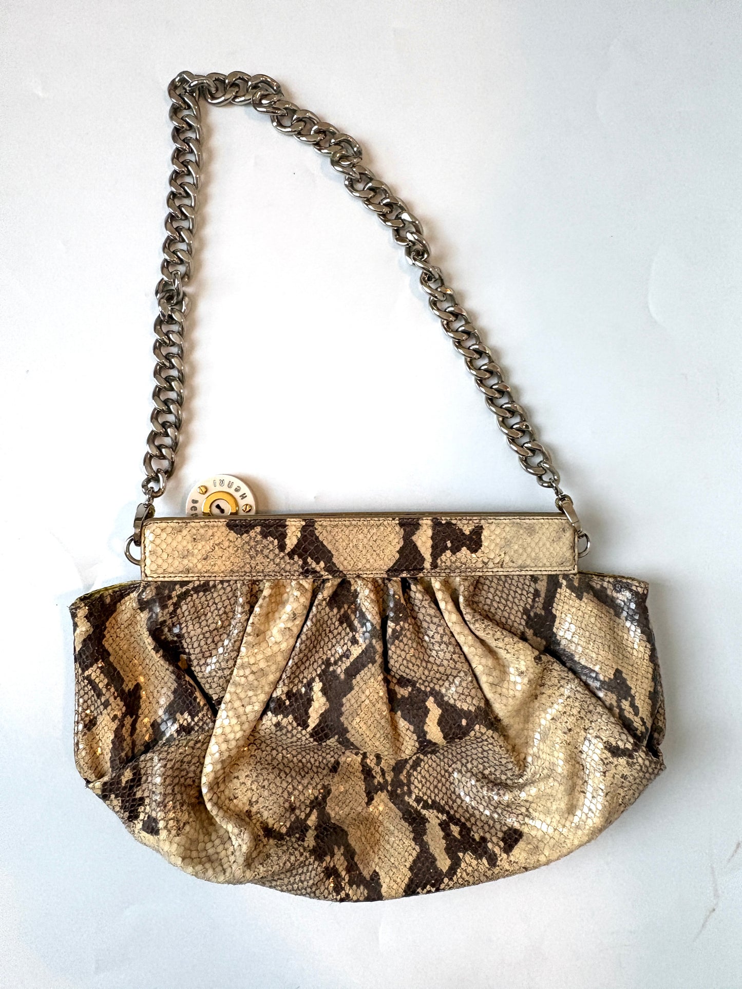 Henri Bendel Snake Print Leather Shoulder Bag