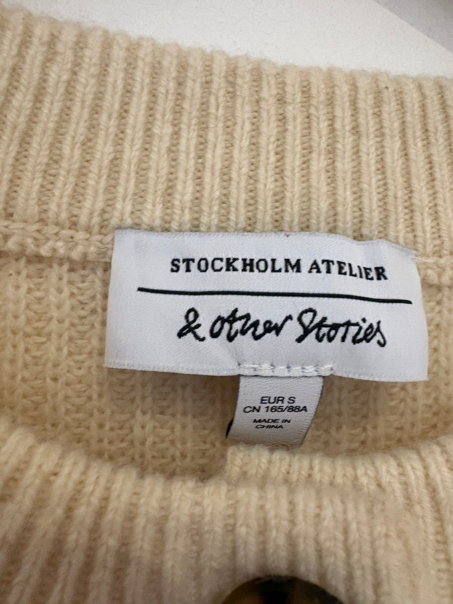 & Other Stories Cream Ribbed Wool Knit S
