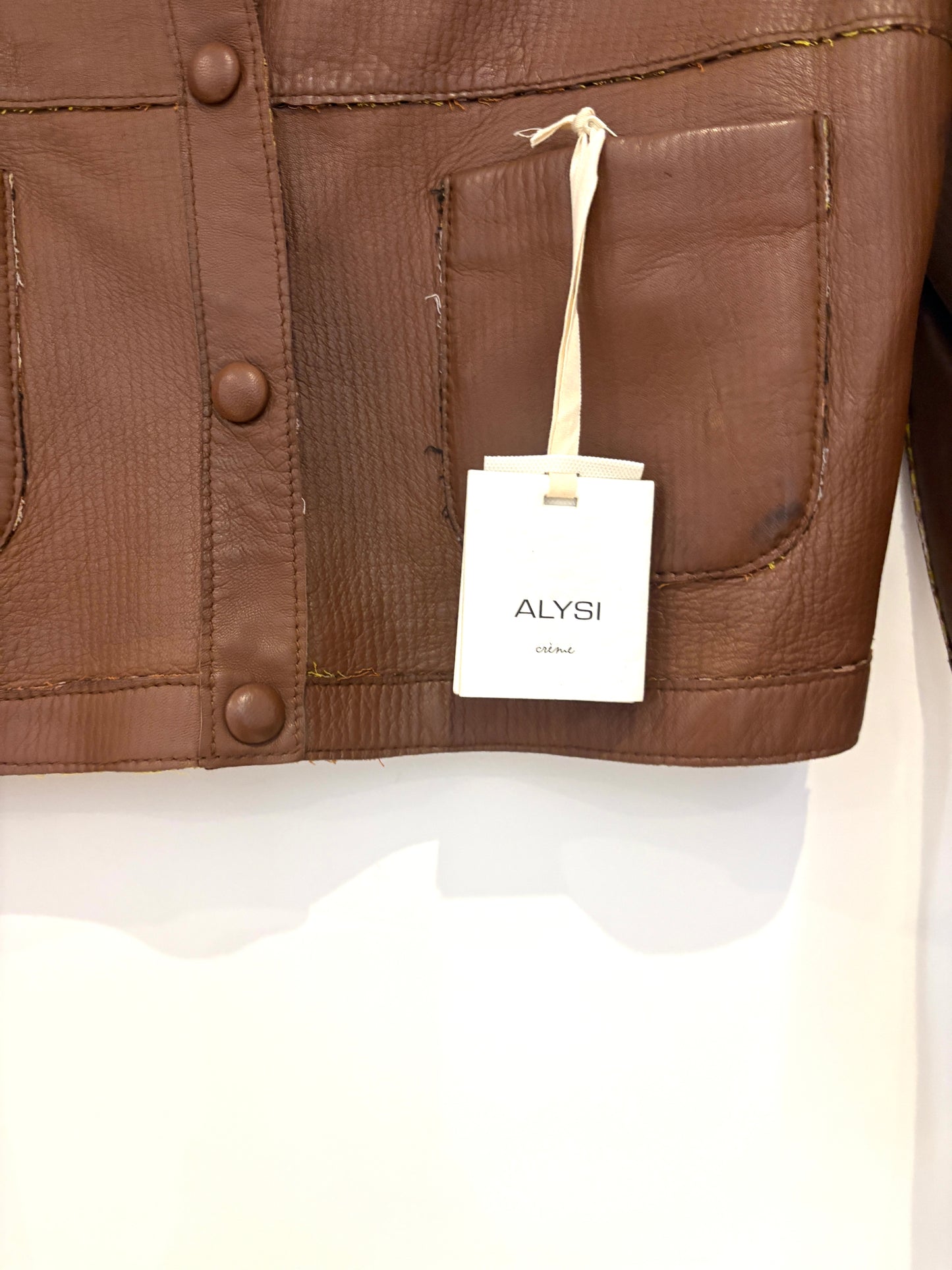 New With Tags Alysi Brown Leather Reversible Jacket UK 8