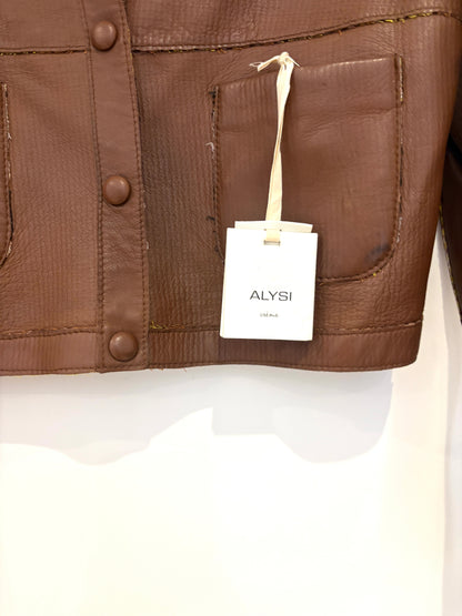 New With Tags Alysi Brown Leather Reversible Jacket UK 8