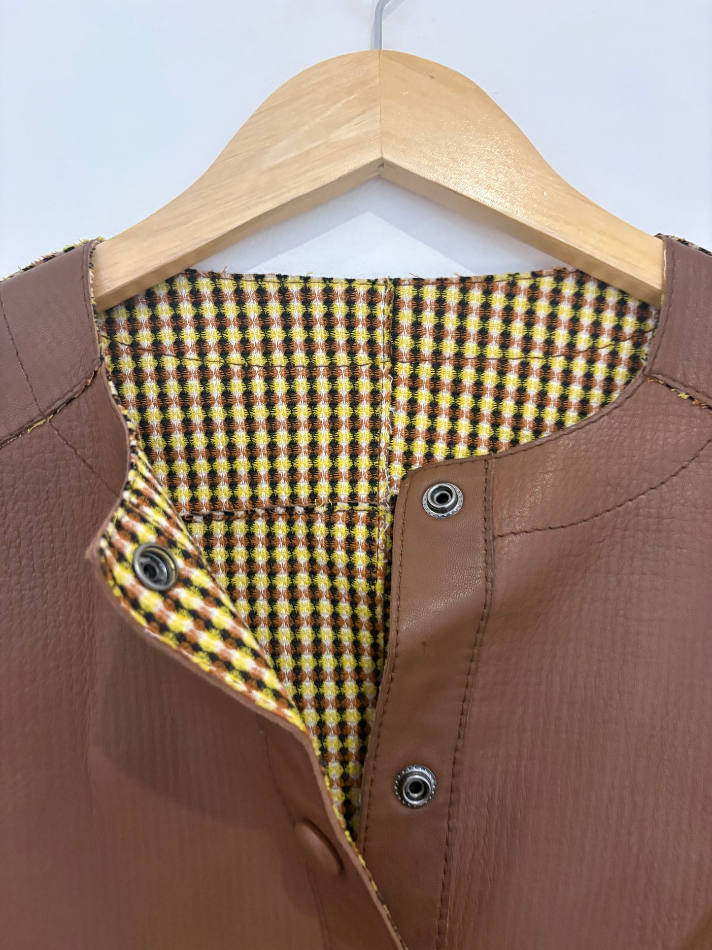 New With Tags Alysi Brown Leather Reversible Jacket UK 8