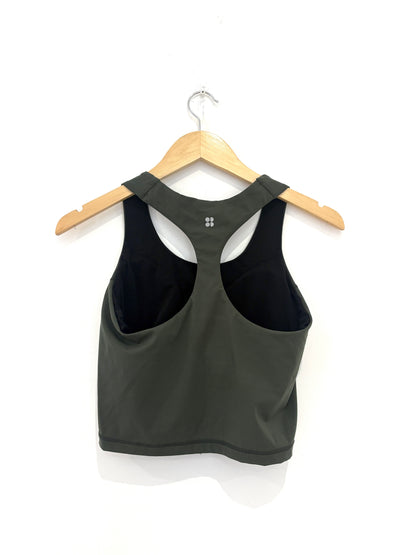 Sweaty Betty Khaki Padded Sports Top S