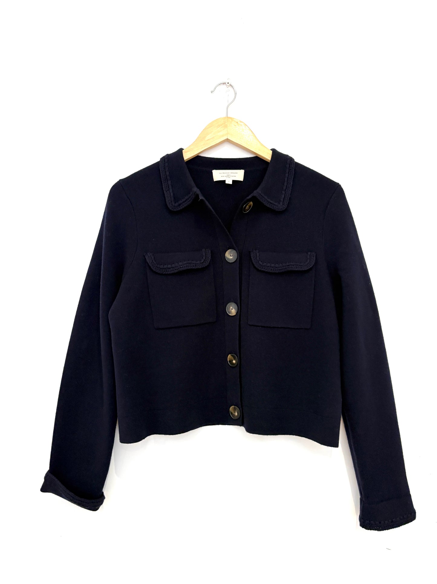 Sezane Navy Betty Cardigan
