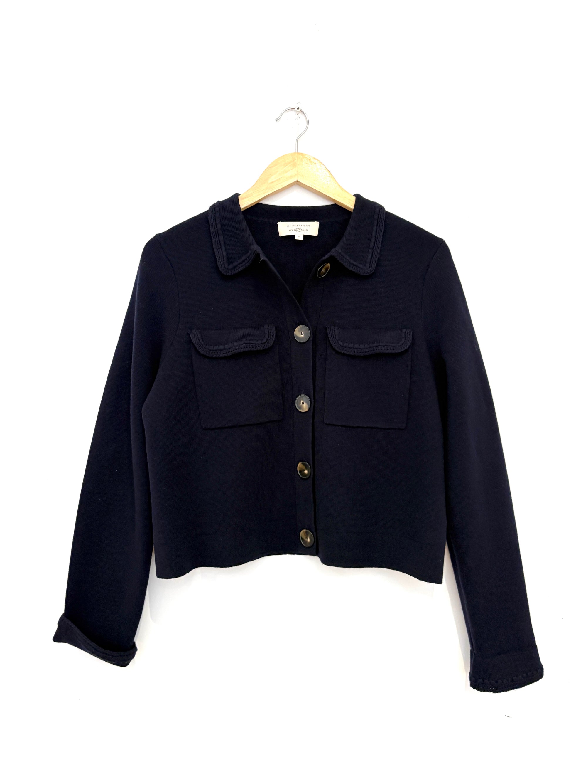 Sezane Navy Betty Cardigan