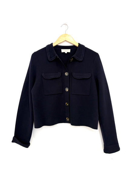 Sezane Navy Betty Cardigan