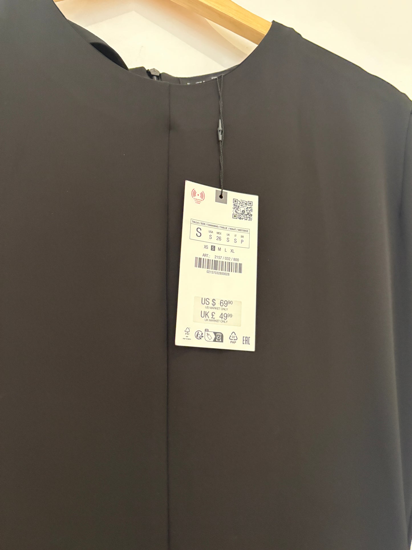 New With Tags Zara Black Front Slit Midi Dress S