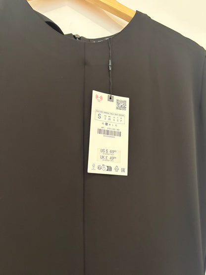 New With Tags Zara Black Front Slit Midi Dress S