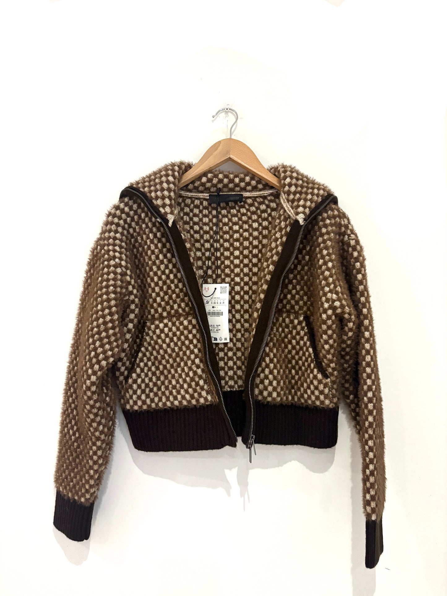 zara brown contrast cropped knit s