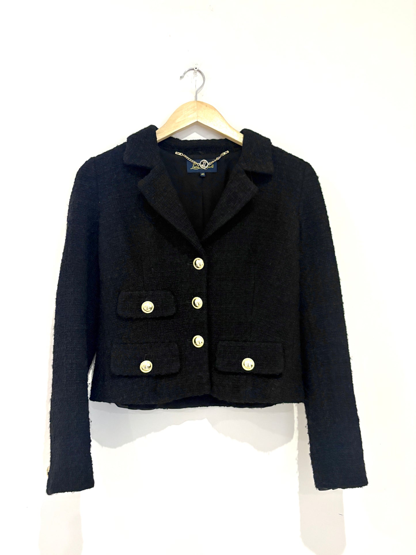 Luisa Spagnoli cropped tweed double breasted jacket