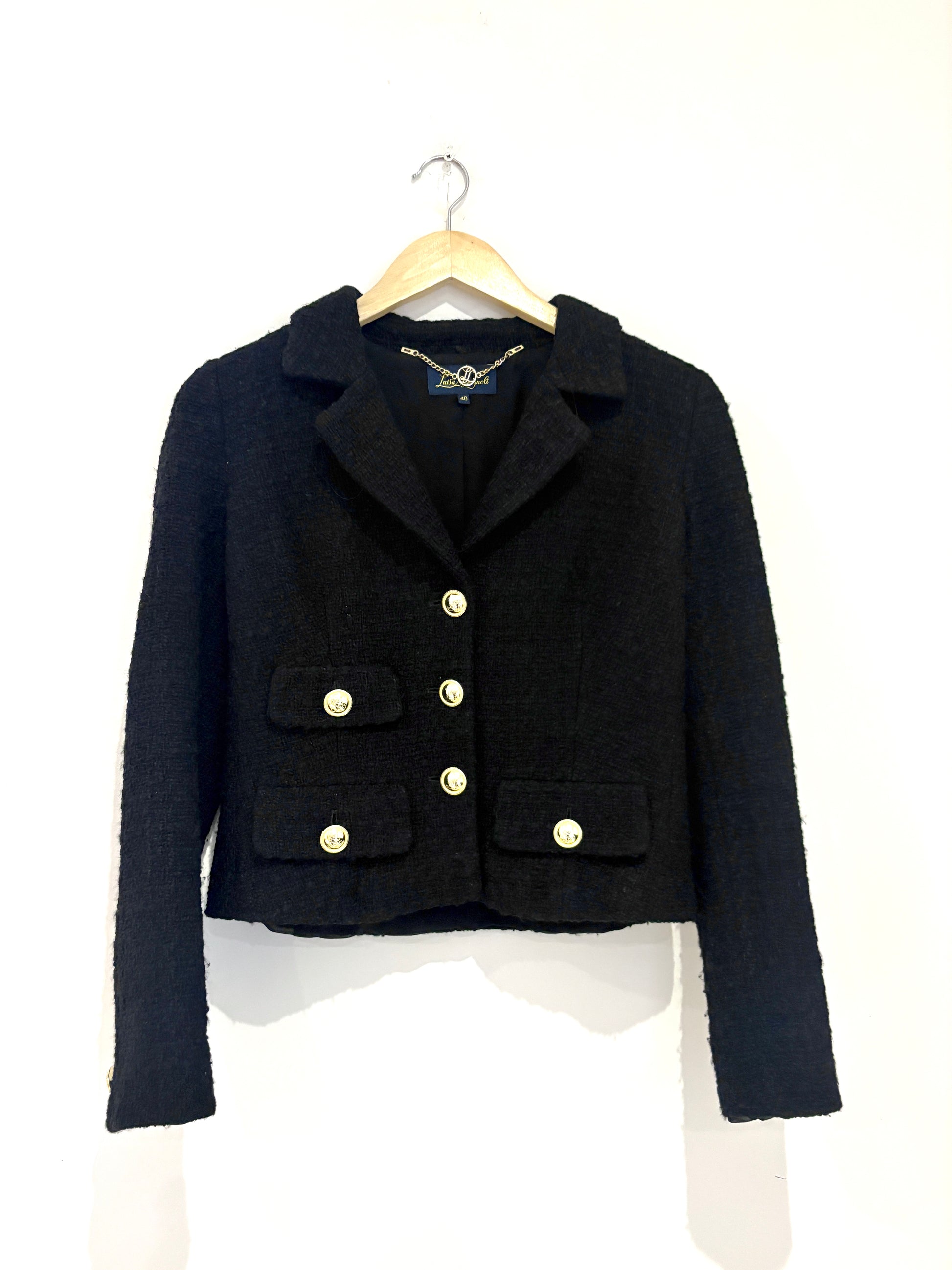 Luisa Spagnoli cropped tweed double breasted jacket