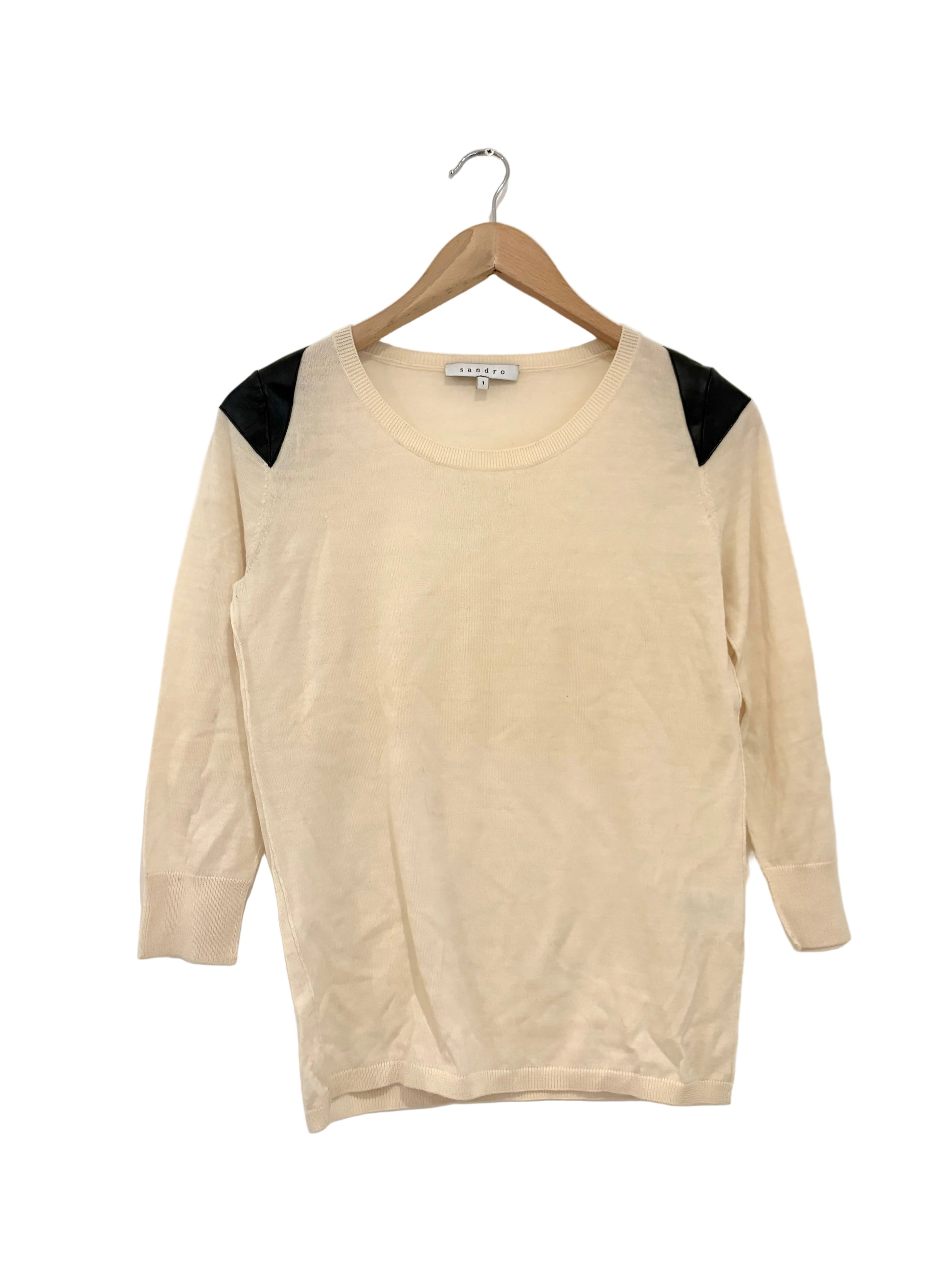sandro cream merino wool knit