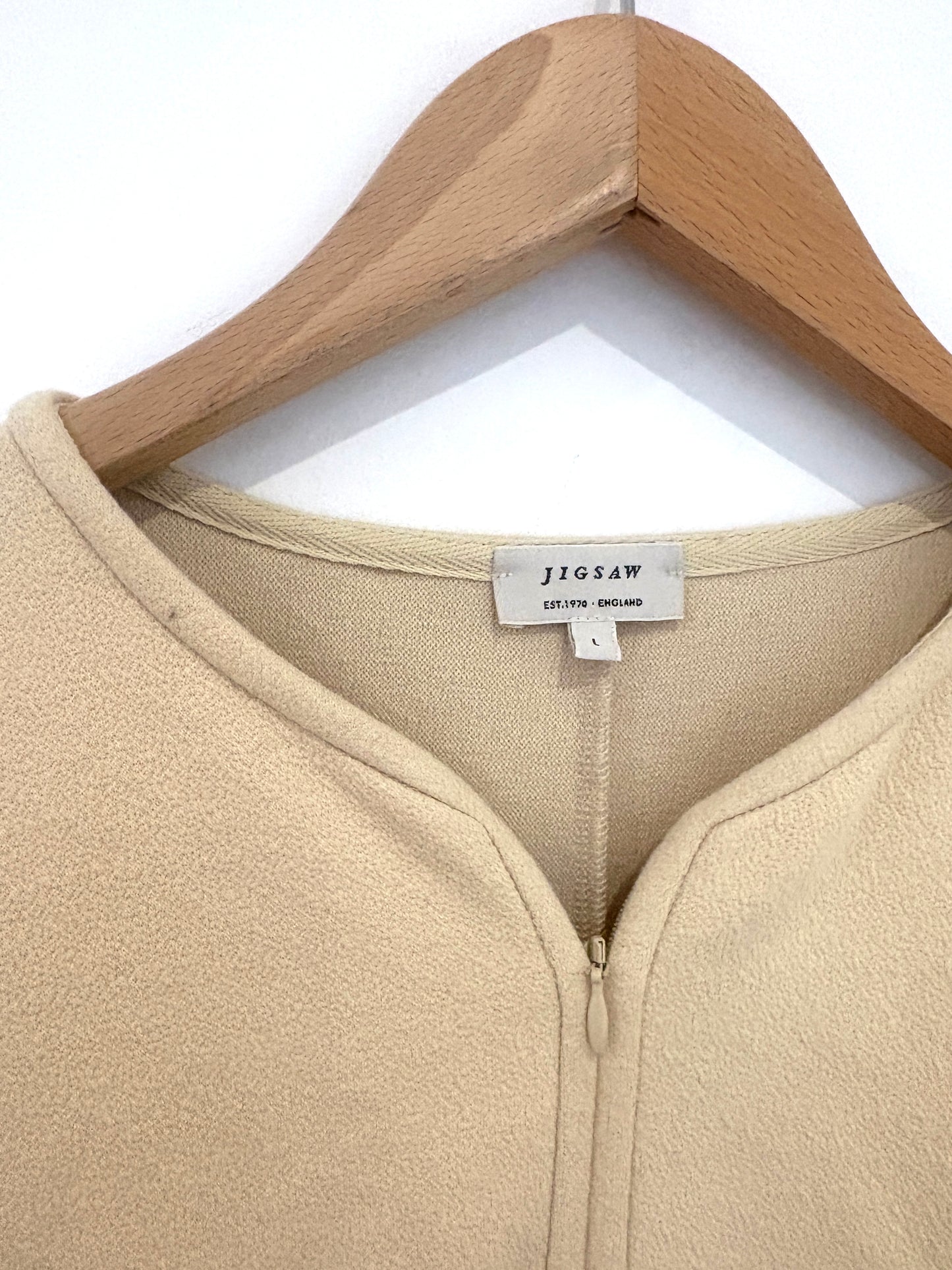 Jigsaw Crepe Beige Zip Dress L