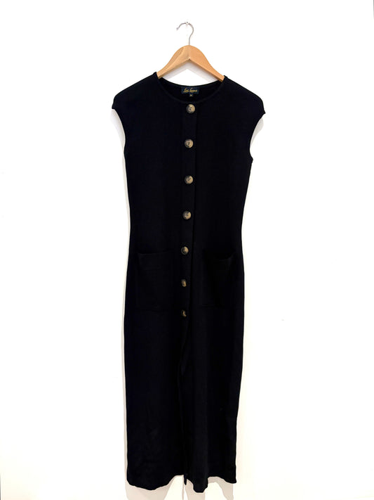 luisa spagnoli black knit buttoned dress m