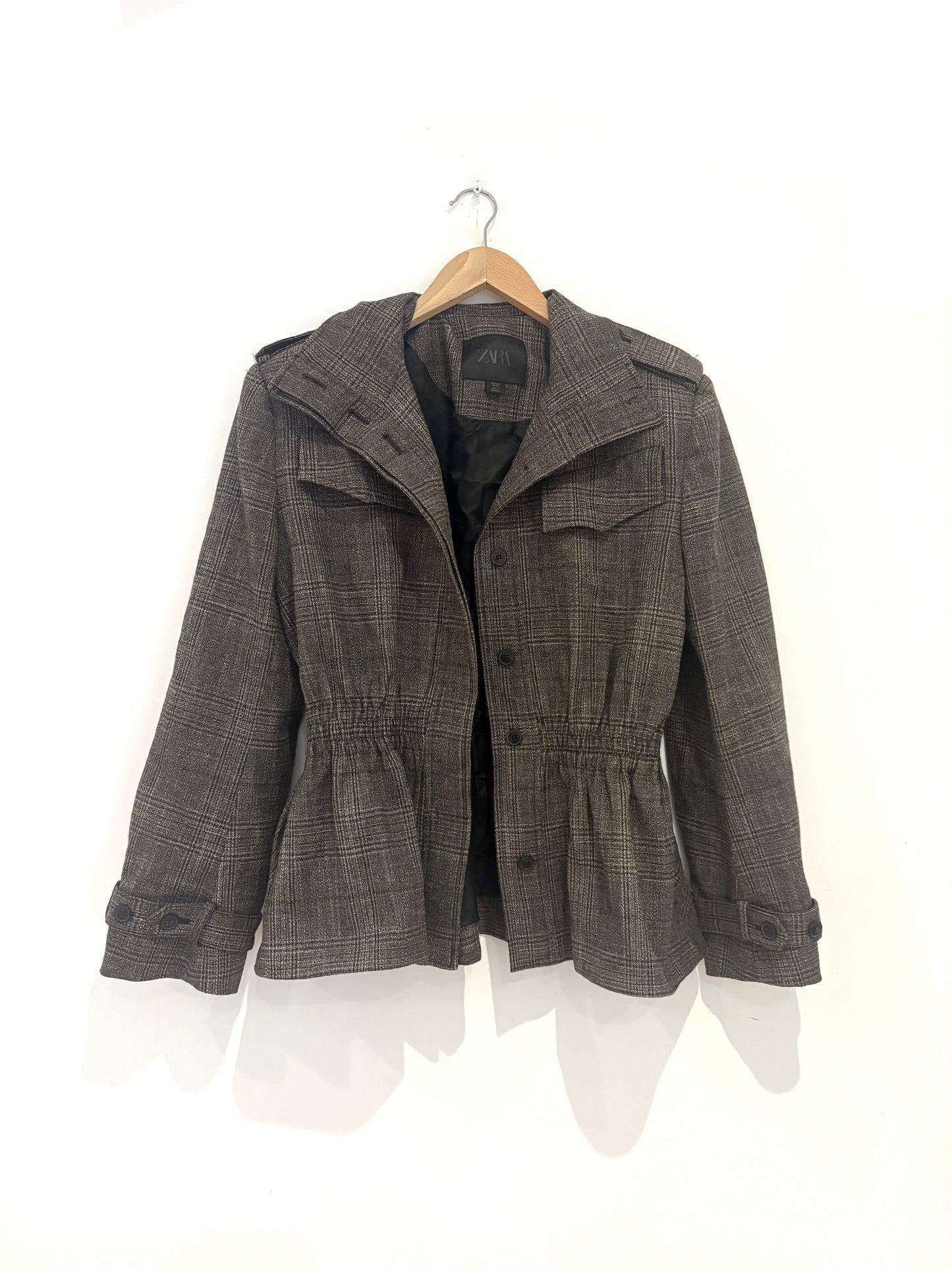 Zara plaid peplum jacket S