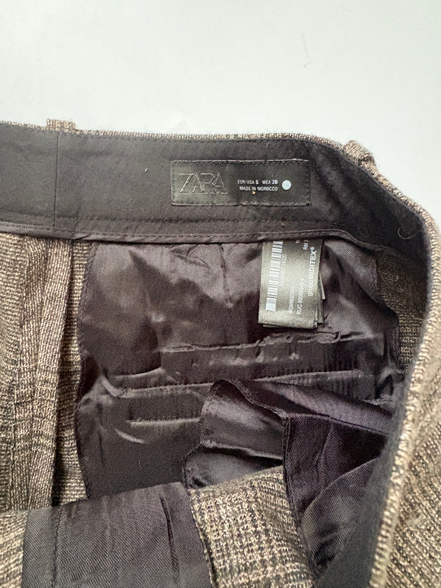Zara Plaid Wool Balloon Trousers S