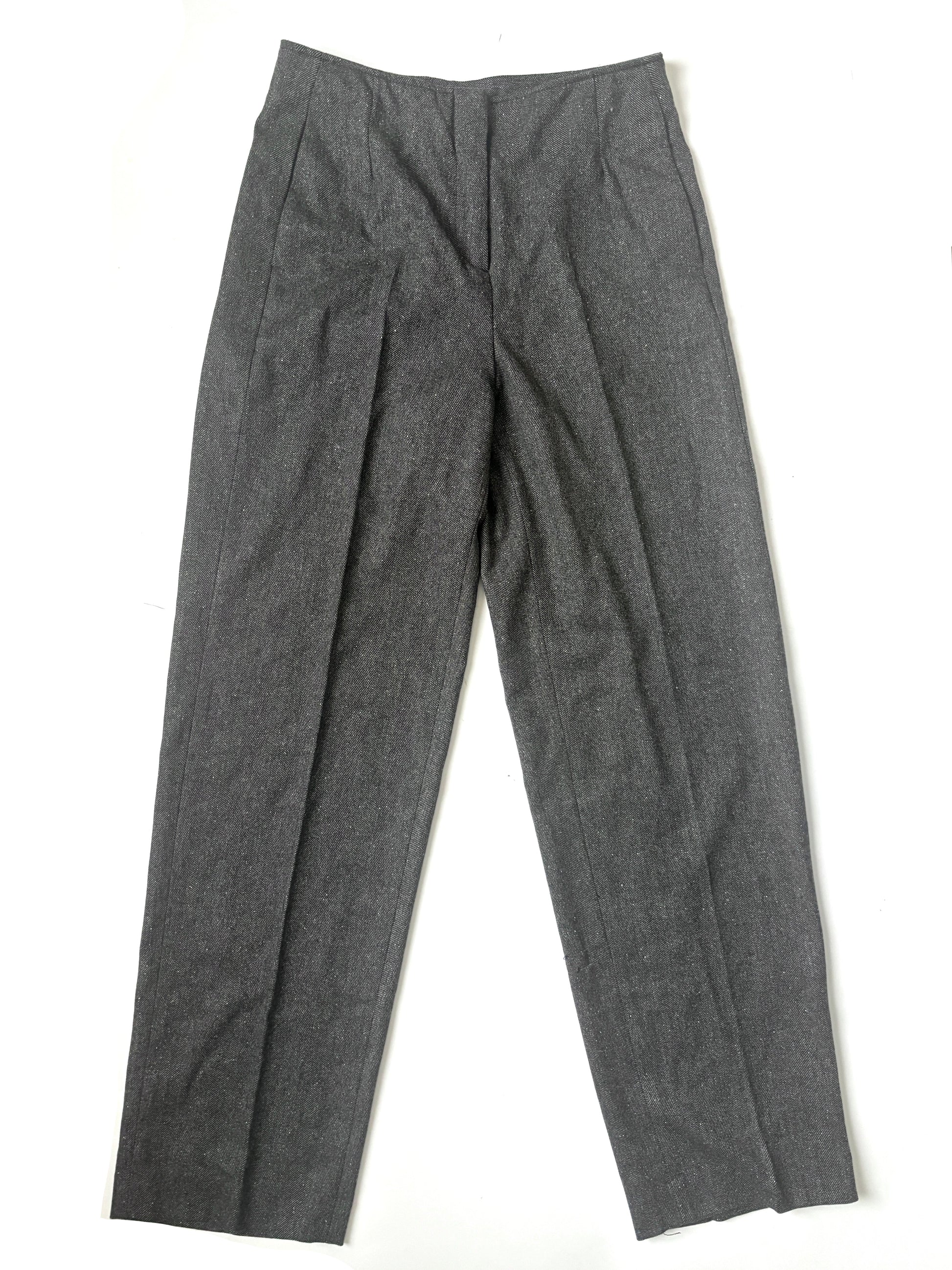 massimo dutti grey herringbone trousers uk 8