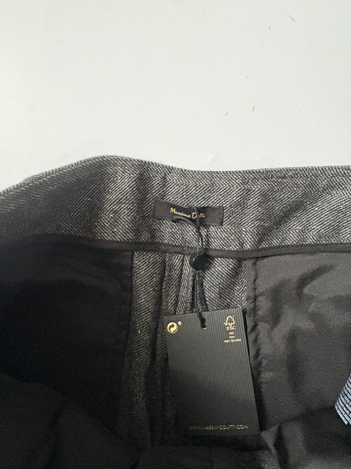 New With Tags Massimo Dutti Grey Herringbone Trousers UK 8