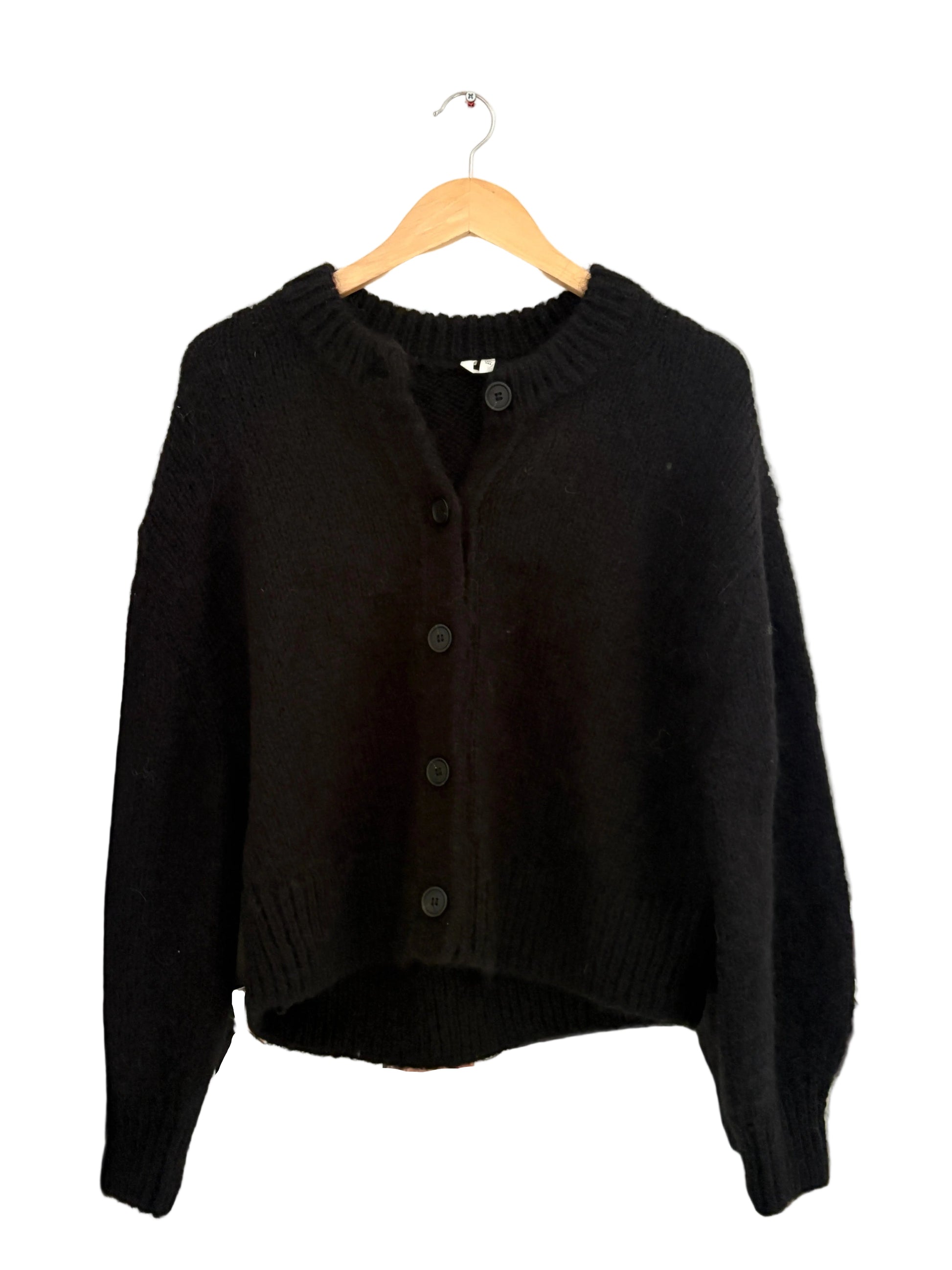 arket black wool knit cardigan