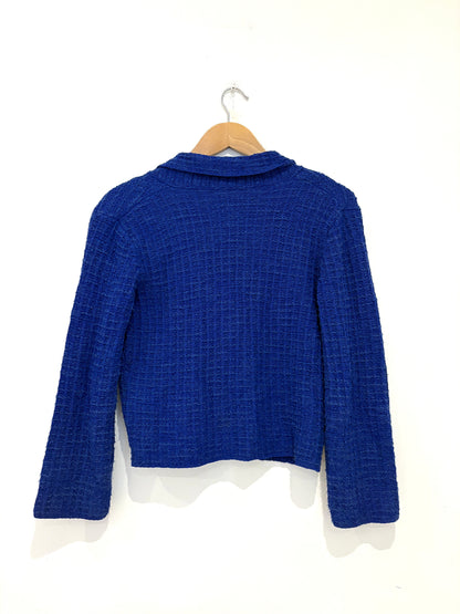 Luisa Spagnoli Cropped Blue Tweed Jacket XS