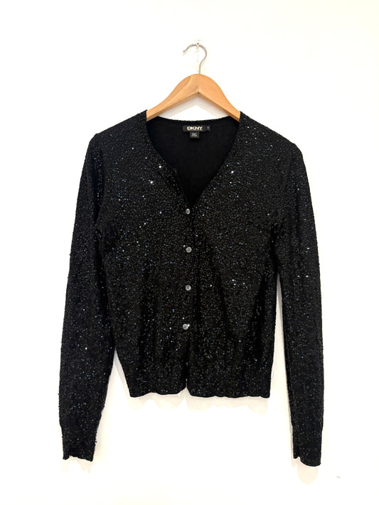 DKNY Sequin Silk & Cashmere Cardigan S