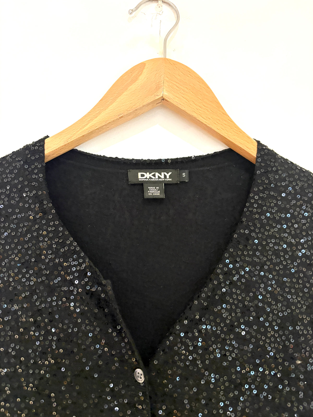 DKNY Sequin Silk & Cashmere Cardigan S