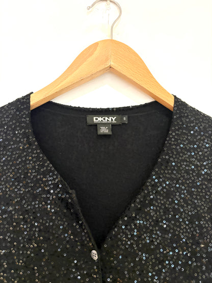 DKNY Sequin Silk & Cashmere Cardigan S