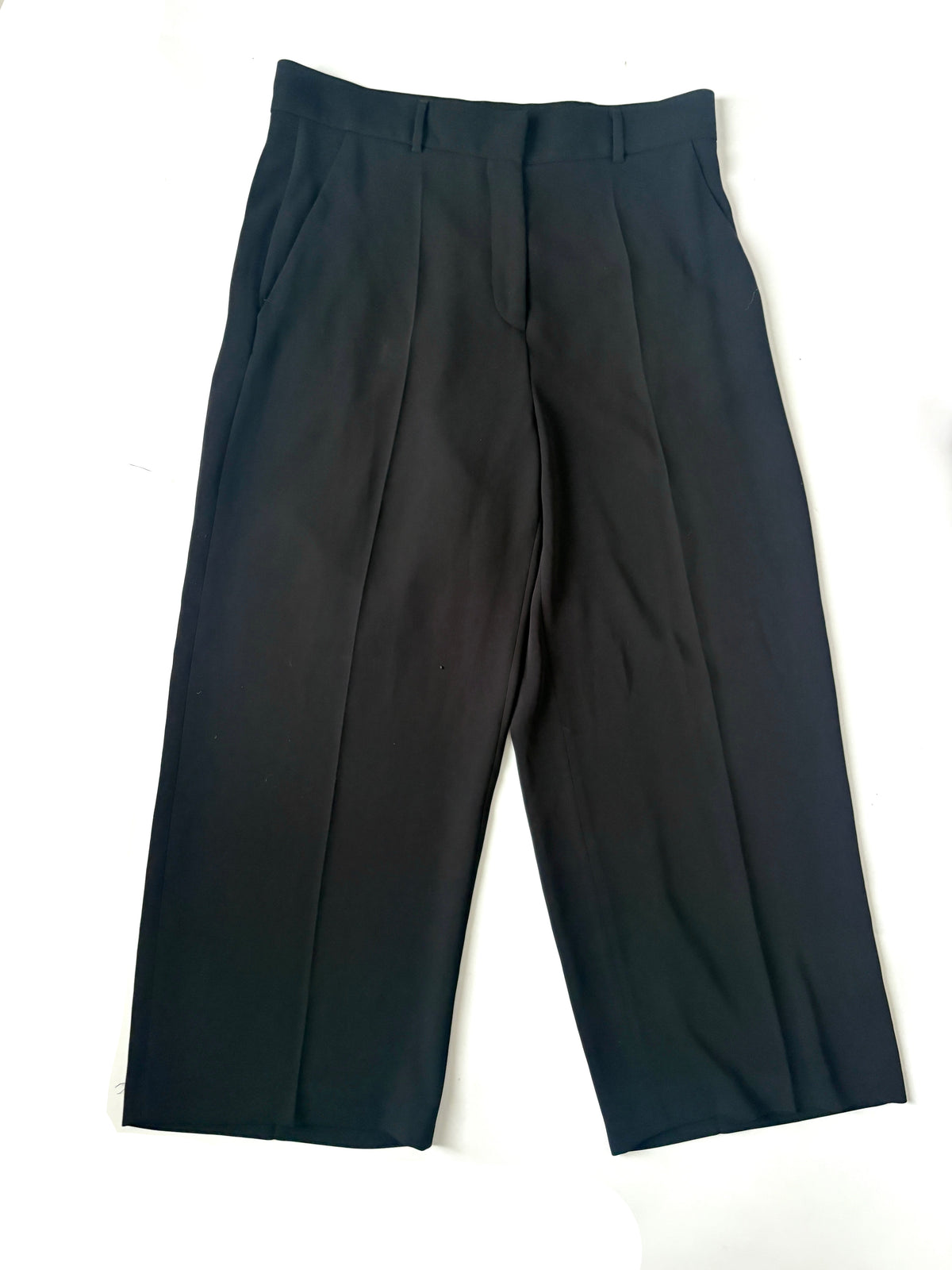 The fold black wide leg trousers