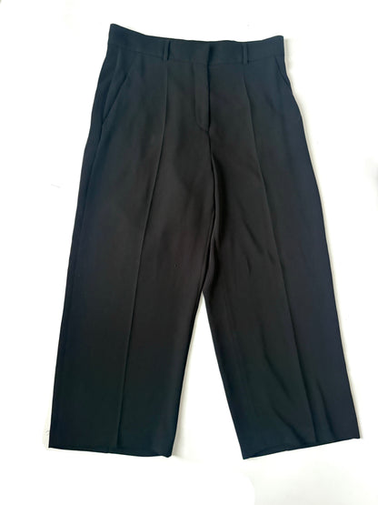 The fold black wide leg trousers