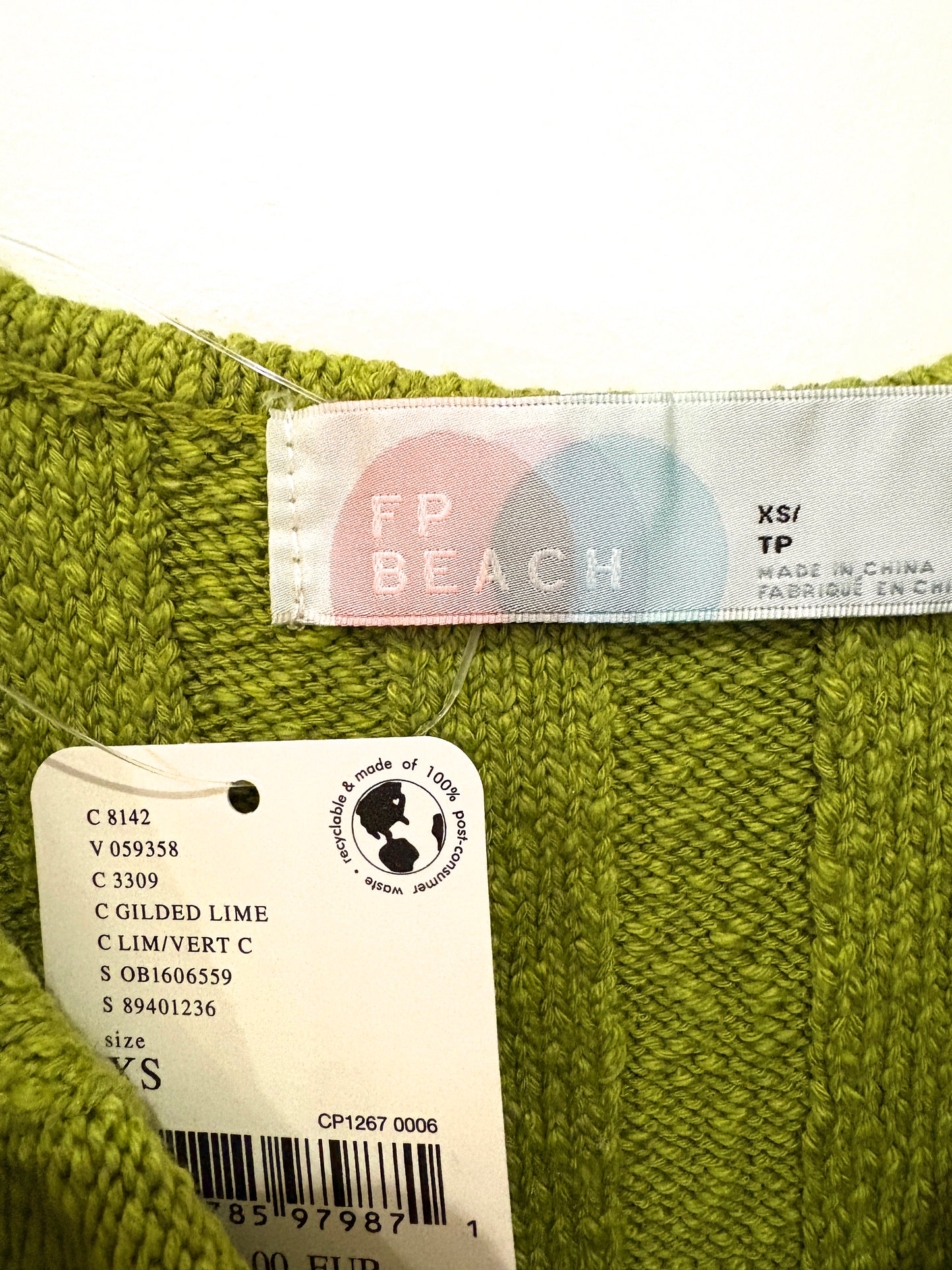 New With Tags Free People Lime Knit Dress XS