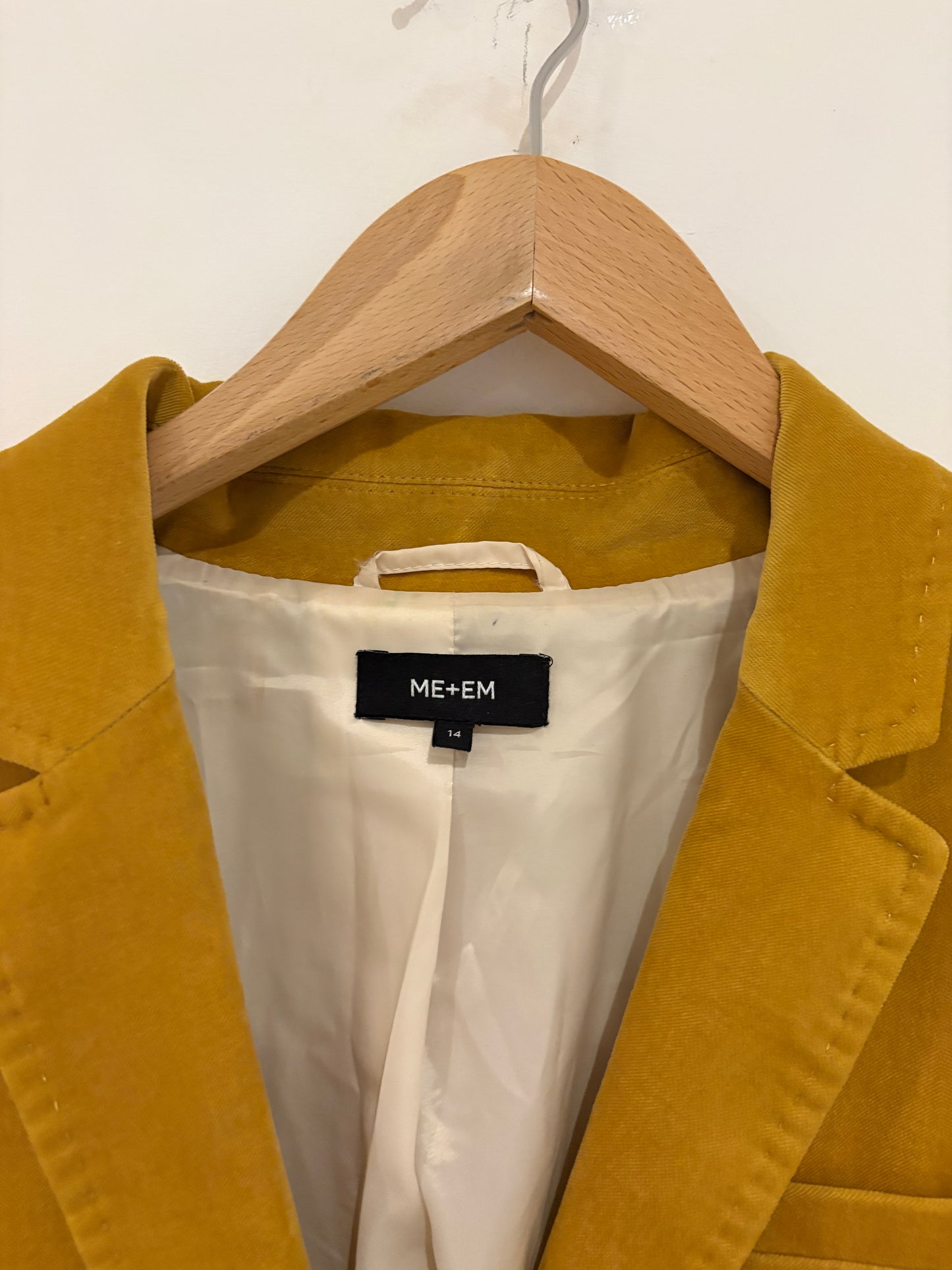 Me+Em Mustard Yellow Velvet Blazer UK 14