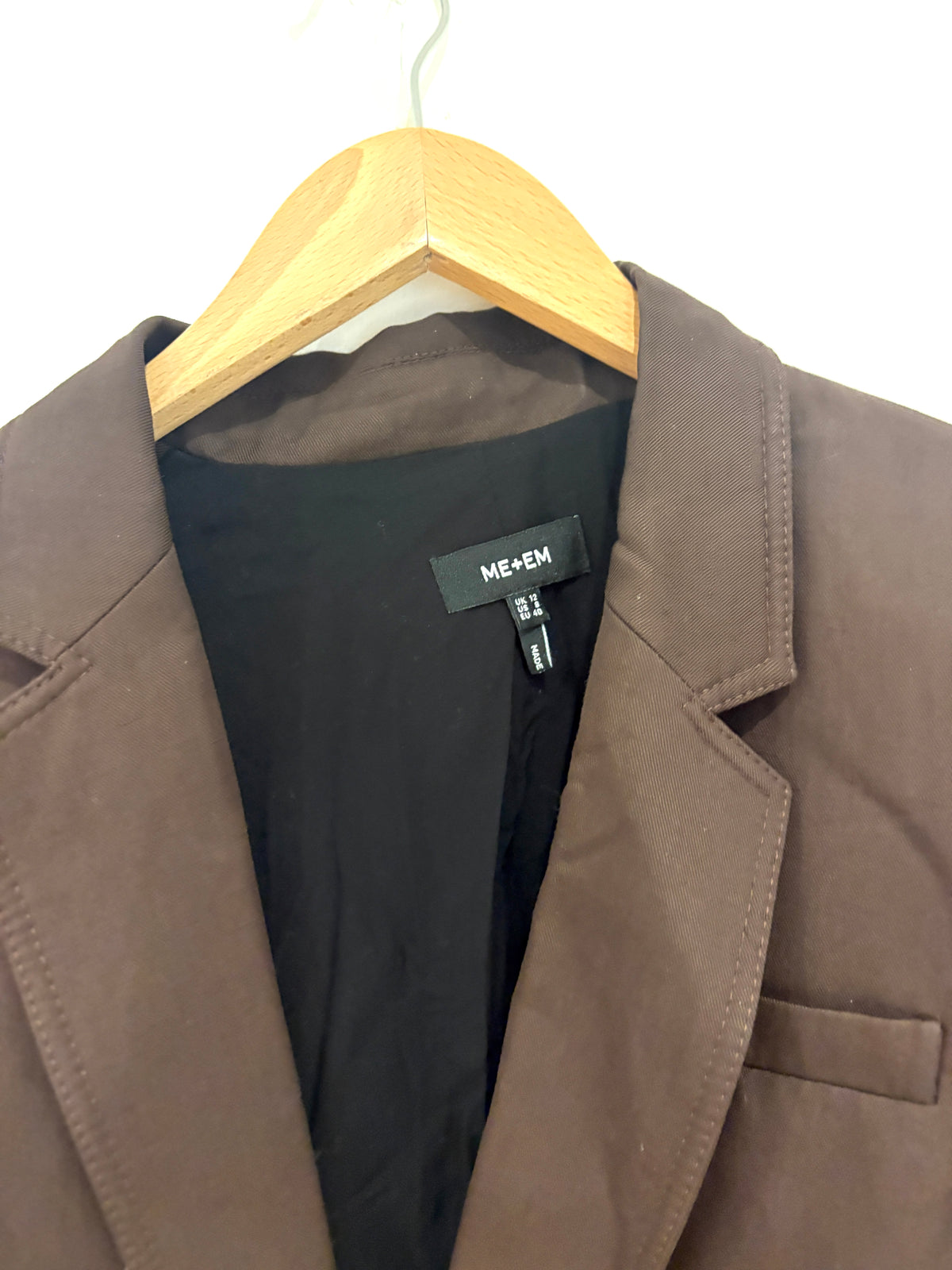 Me+Em Brown Cropped Linen Blend Set UK 14