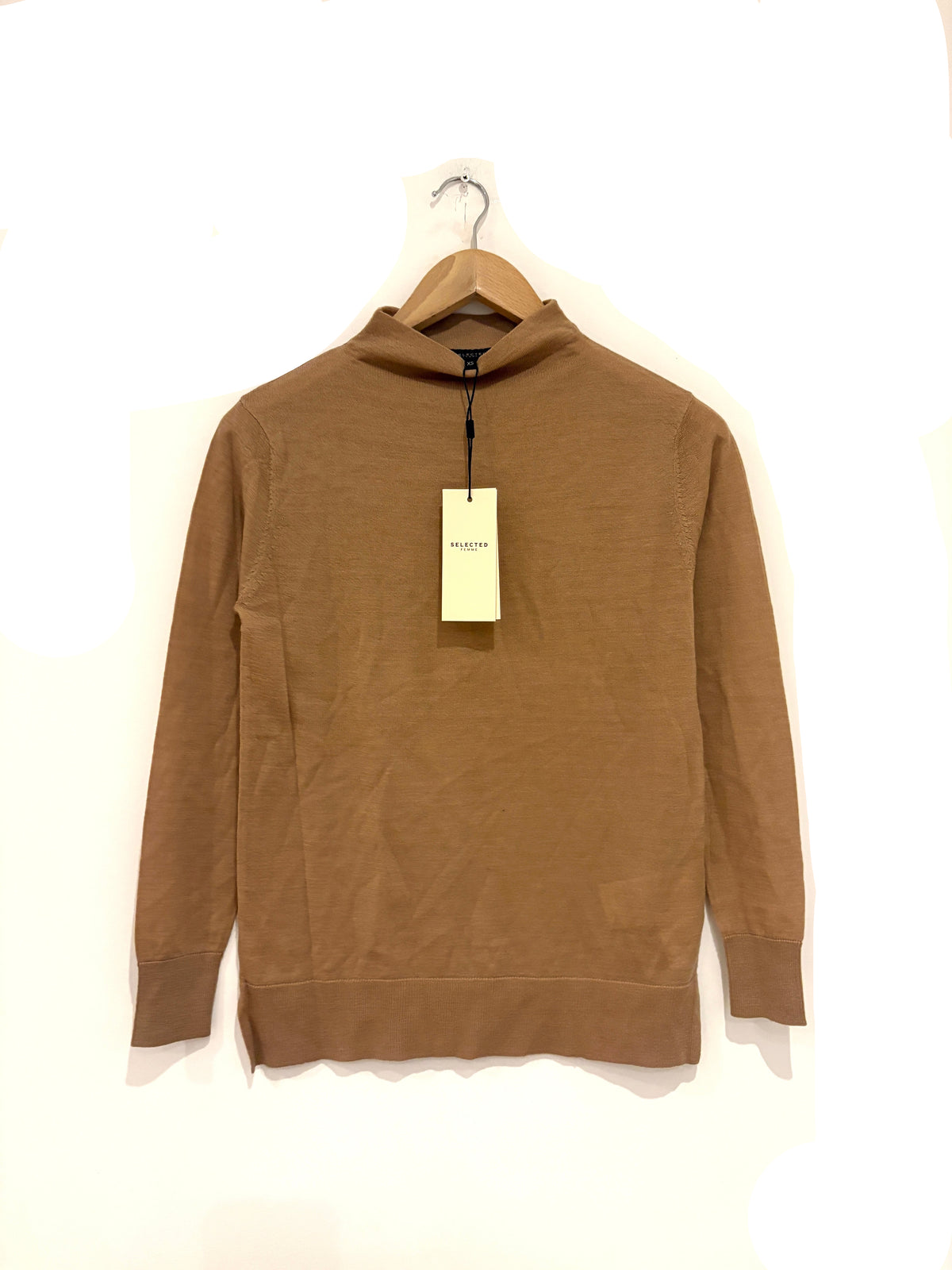 Selected femme camel knit pullover