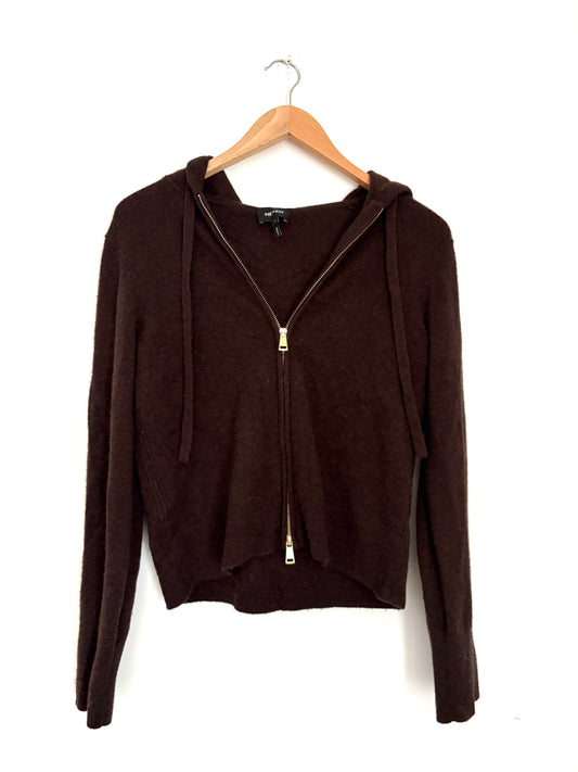 Me+Em Chocolate Brown Cashmere Zip Up S