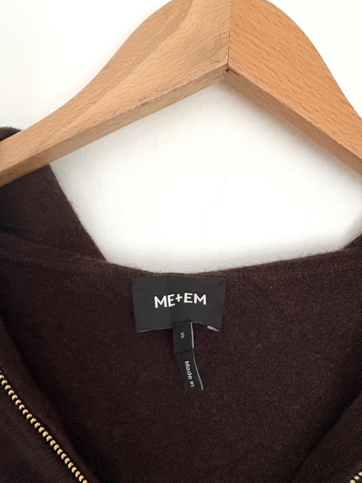 Me+Em Chocolate Brown Cashmere Zip Up S