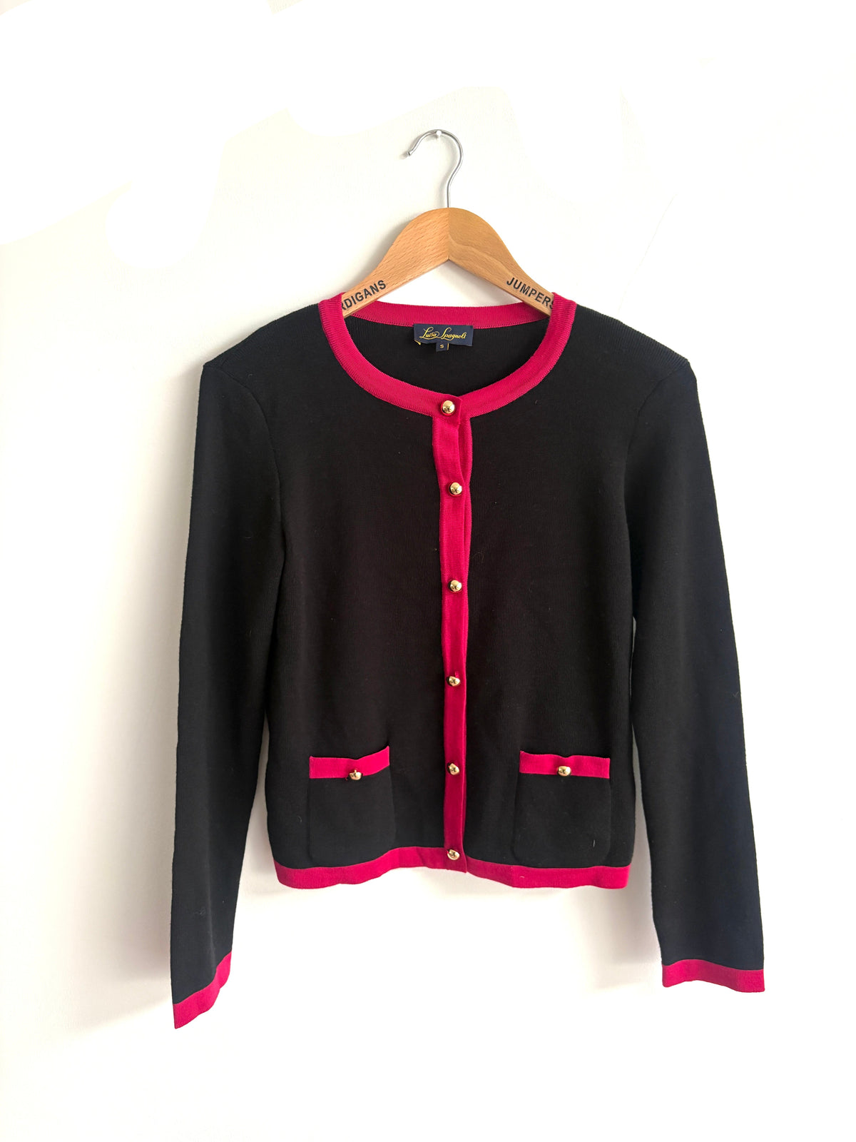 Luisa Spagnoli Materiale Black Wool Cardigan