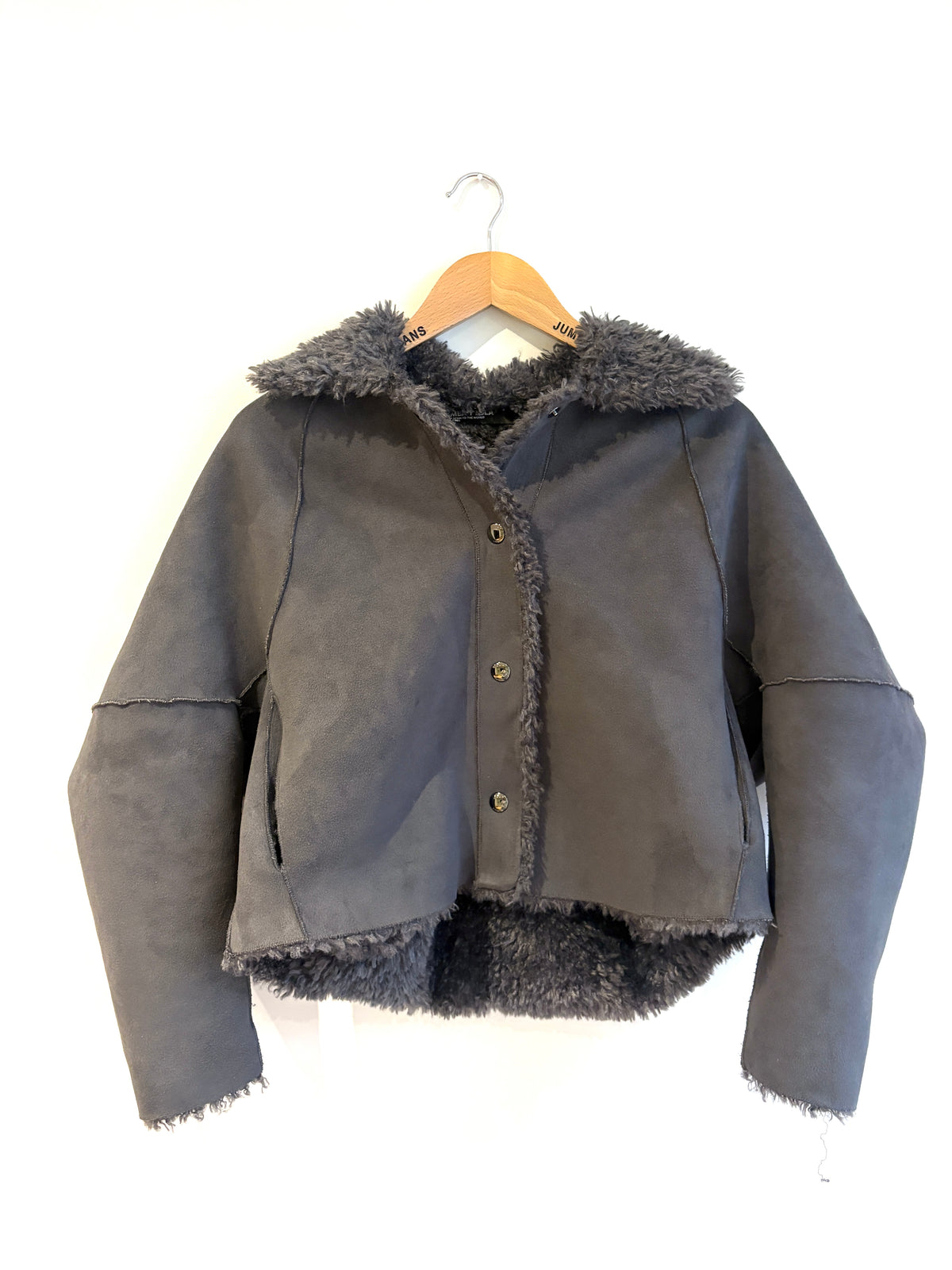 Bimba y Lola faux grey sheepskin coat