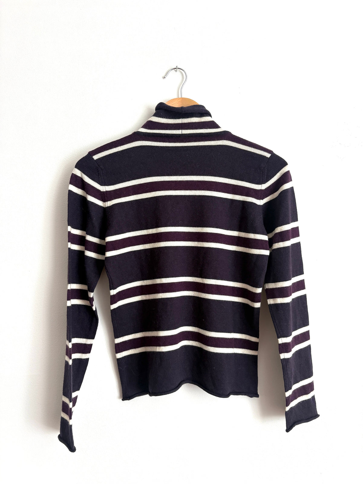 Emporio Armani Striped purple turtle Neck Jumper UK 12