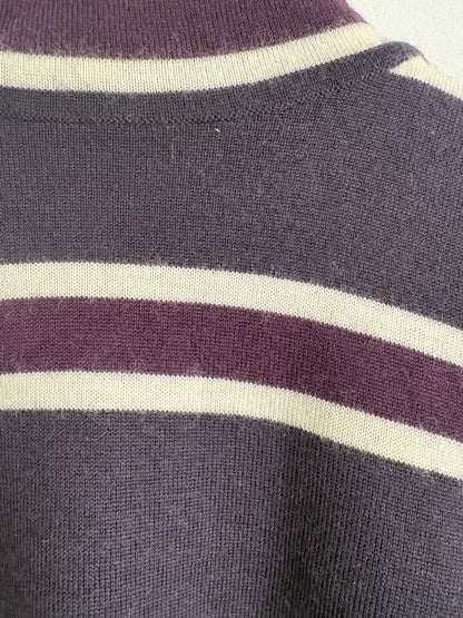 Emporio Armani Striped Purple Turtleneck Jumper UK 12