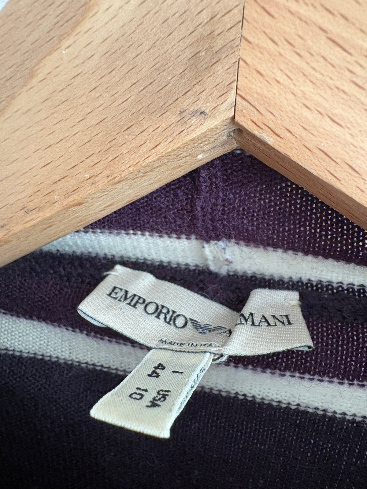 Emporio Armani Striped Purple Turtleneck Jumper UK 12