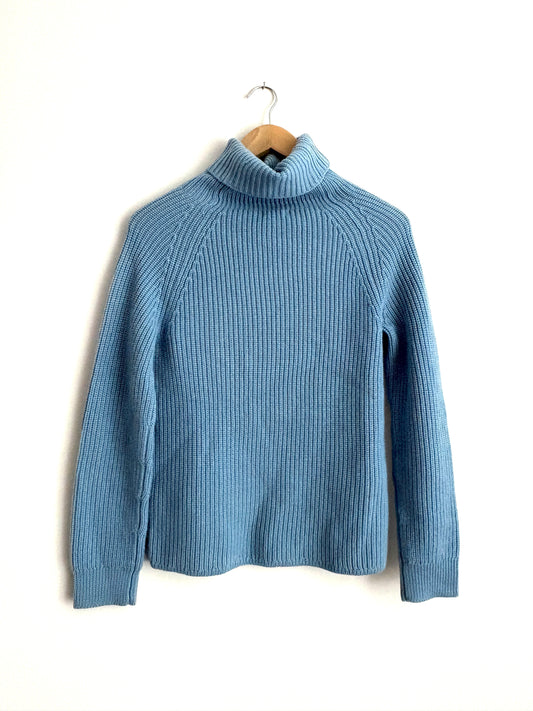 Jigsaw wool blue knit high neck jumper S